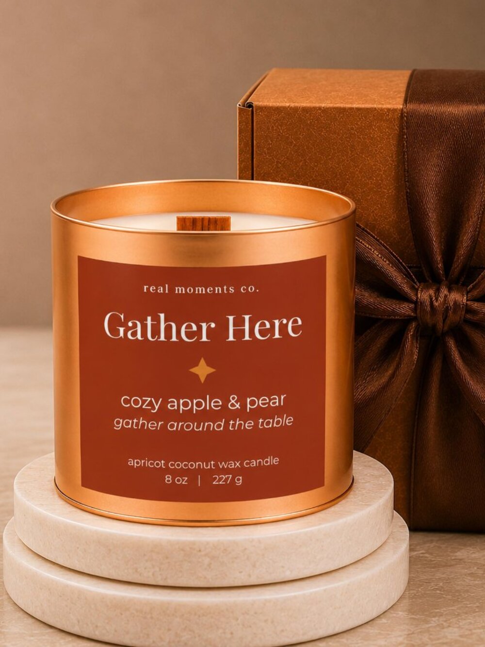 Gather Here Harvest Candle, Apple Cinnamon Candle, Luxury Fall Candle, Wood Wick
